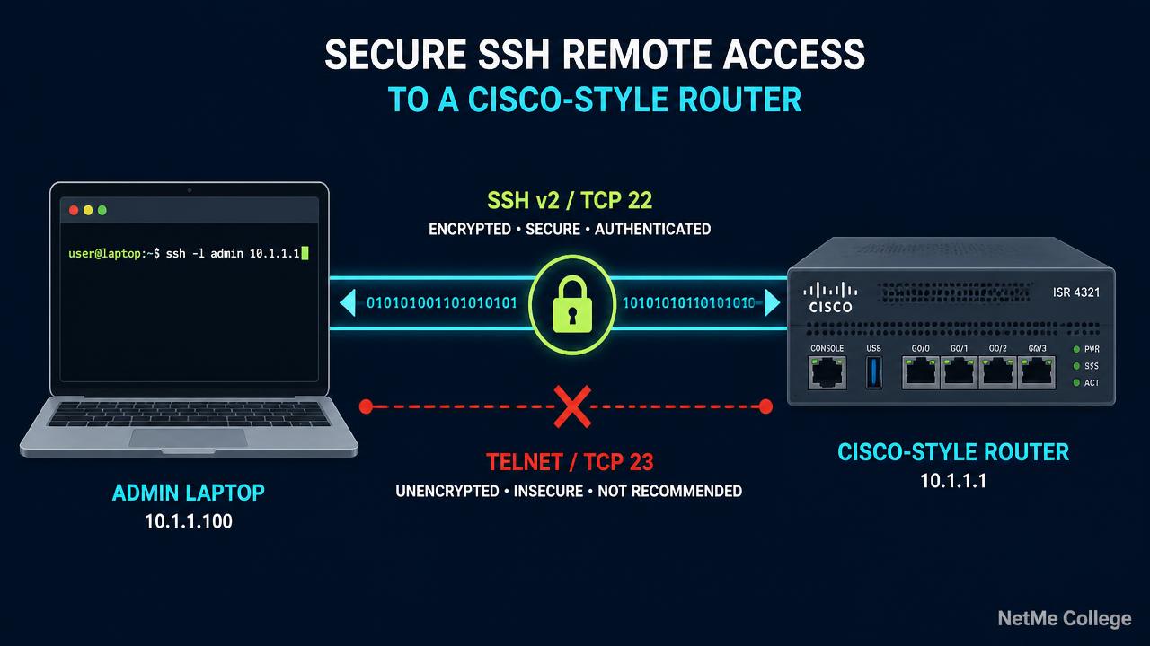 הגדרת SSH לגישה מרוחקת בנתב ומתג Cisco: המדריך המלא בעברית (ולמה Telnet חייב להיעלם)