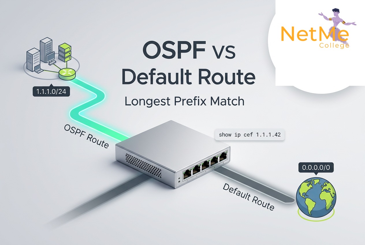 שאלת ראיון ברשתות תקשורת: נתיב OSPF או ניתוב ברירת מחדל, דרך מי יוצאים?